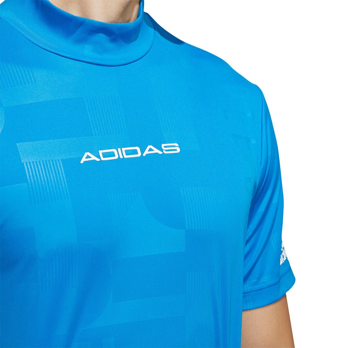 アディダス adidas メンズ ゴルフ 半袖シャツ エンボスプリント 半袖モックネックシャツ HN8933 ホワイト メーカー再生品